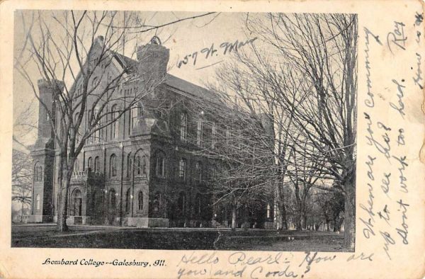Galesburg Illinois Lombard College Street View Antique Postcard K105905
