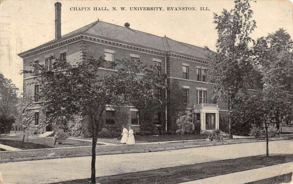 Evanston Illinois NW University Chapin Hall Antique Postcard K105908