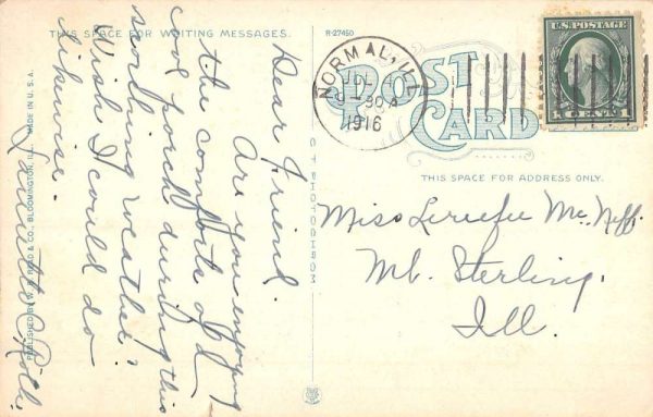 Bloomington Illinois Wesleyan University Ladies Dorm Antique Postcard K105914 - Image 2
