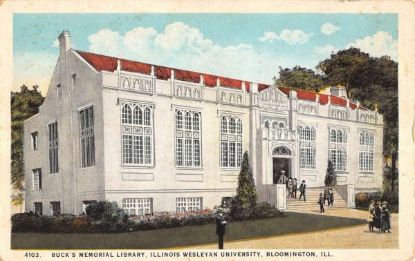 Bloomington Illinois Wesleyan University Memorial Library Postcard K105915