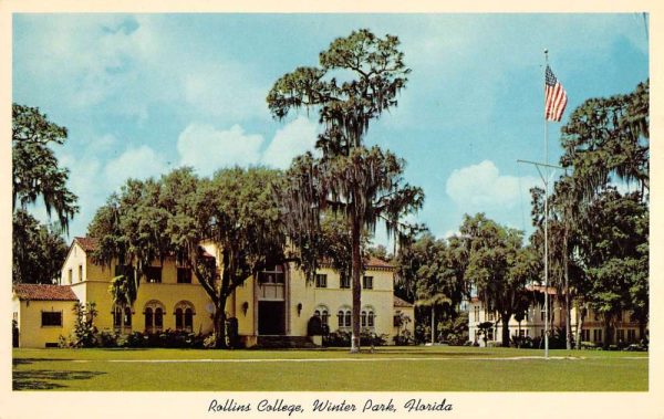 Winter Park Florida Rollins College Street View Antique Postcard K105926