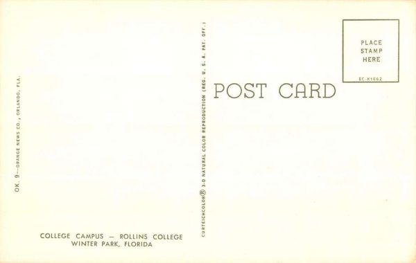 Winter Park Florida Rollins College Street View Antique Postcard K105926 - Image 2