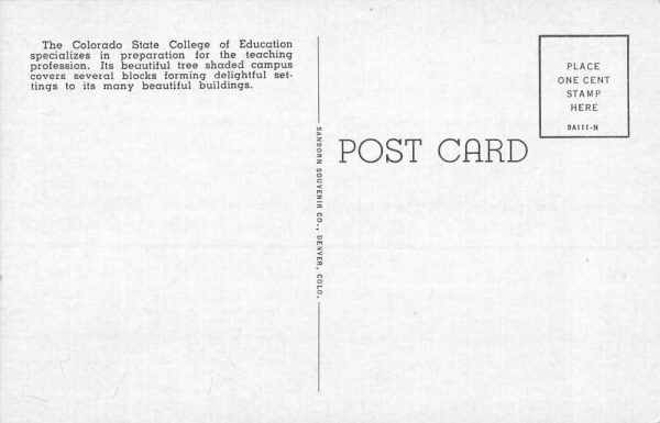 Greeley Colorado State College Snyder Hall Antique Postcard K105939 - Image 2