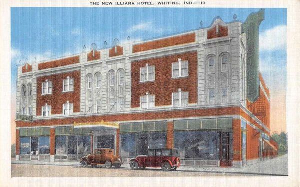 Whiting Indiana New Illiana Hotel Street View Antique Postcard K105982