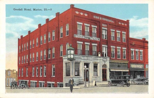 Marion Illinois Goodall Hotel Street View Antique Postcard K105985