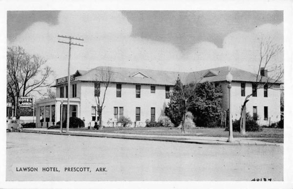 Prescott Arkansas Lawson Hotel Street View Antique Postcard K105995