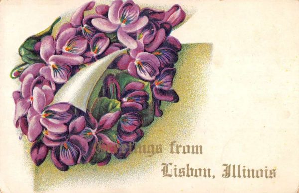 Lisbon Illinois Flower Greeting Antique Postcard K106015
