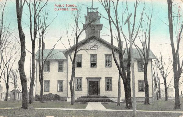 Clarence Iowa Public School Street View Antique Postcard K106024