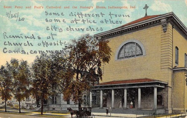 Indianapolis Indiana St Peter Paul Cathedral Bishop Home Postcard K106056