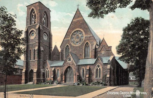 Middletown Connecticut Episcopal Church Street View Antique Postcard K106066