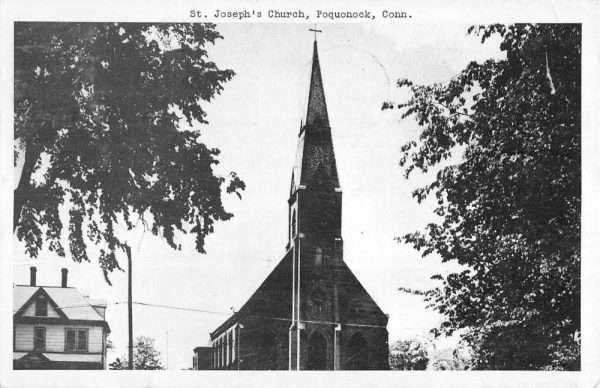 Poquonock Connecticut St Josephs Church Street View Antique Postcard K106068