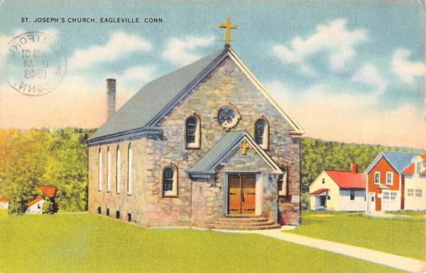 Eagleville Connecticut St Josephs Church Street View Antique Postcard K106079