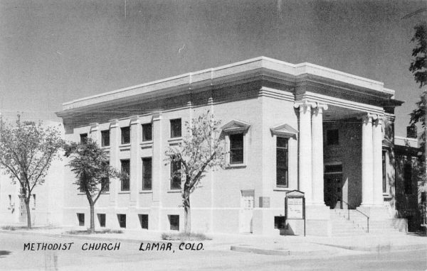 Lamar Colorado Methodist Church Street View Antique Postcard K106080