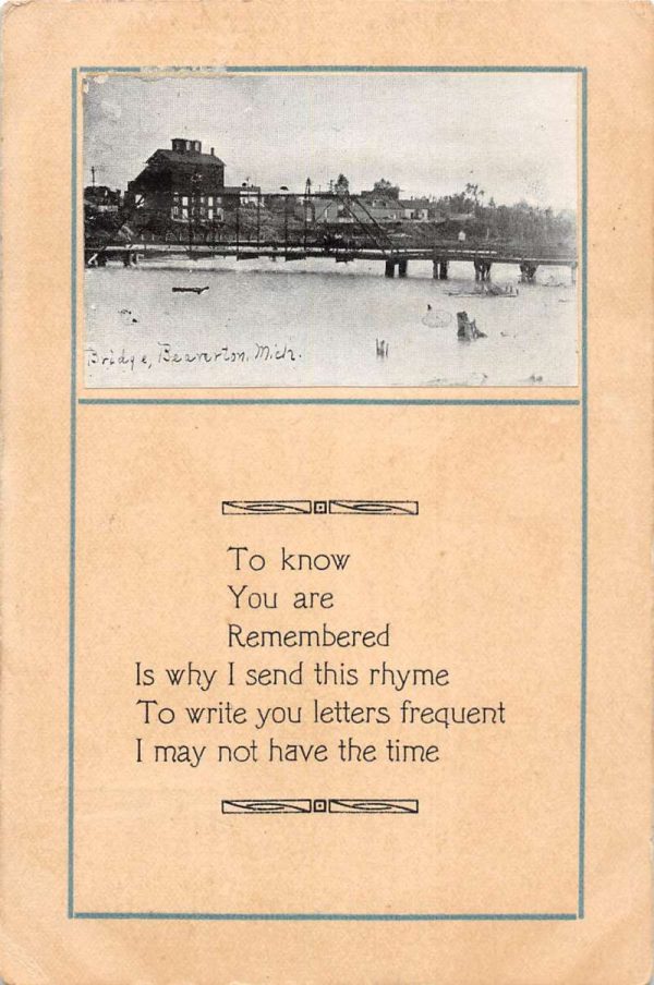 Beaverton Michigan Bridge Waterfront Antique Postcard K106123