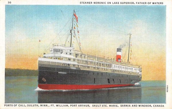 Steamer Ship Noronic Lake Superior Father Of Waters Antique Postcard K106135