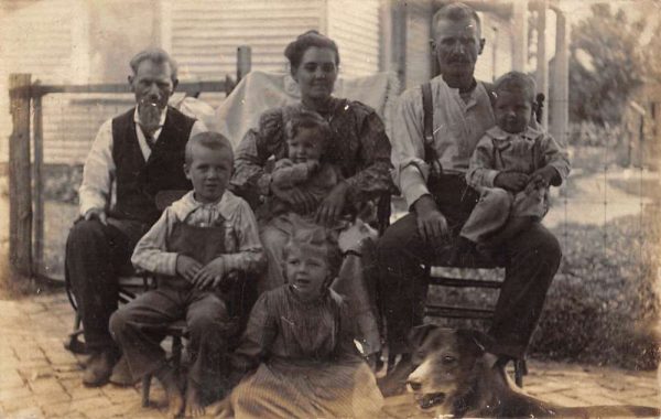 Grove City Ohio Family With Dog Real Photo Antique Postcard K106142