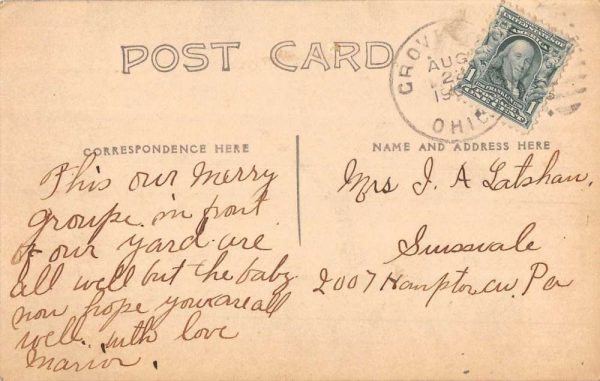 Grove City Ohio Family With Dog Real Photo Antique Postcard K106142 - Image 2