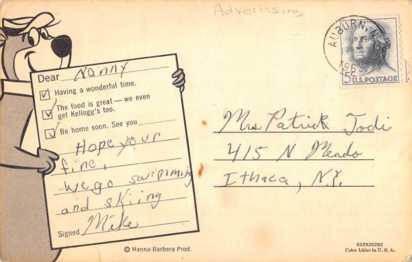 Hanna Barbera Yogi Bear Comic Humor Advertisment Vintage Postcard K106175 - Image 2
