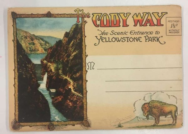 Cody Way Yellowstone Park Wyoming Souvenir Folder Antique Postcard K106234