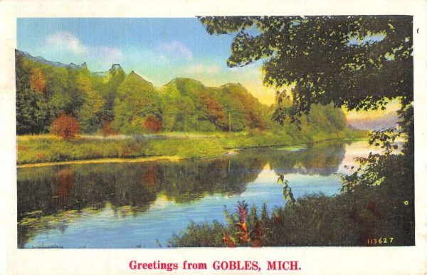 Gobles Michigan Scenic Waterfront Greeting Antique Postcard K106245