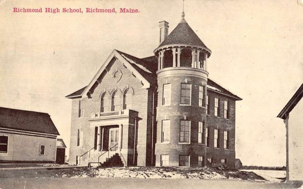 Richmond Maine High School Street View Antique Postcard K106275