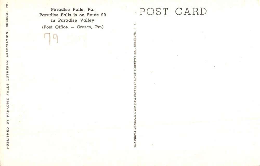 Paradise Falls Pennsylvania Scenic Waterfront Antique Postcard K106292 - Image 2