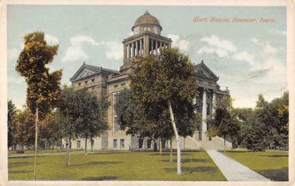 Spencer Iowa Court House Street View Antique Postcard K106316