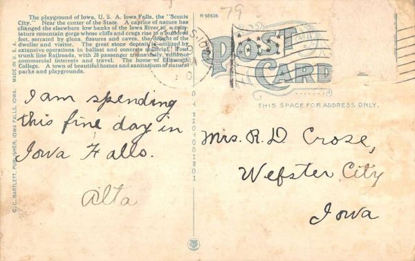 Iowa Falls Iowa Post Office Street View Antique Postcard K106317 - Image 2