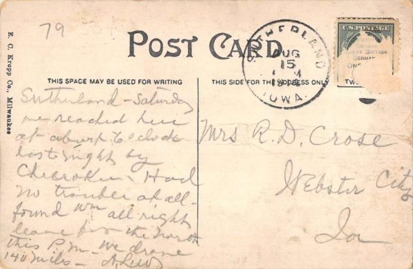 Sutherland Iowa First ME Church Street View Antique Postcard K106318 - Image 2