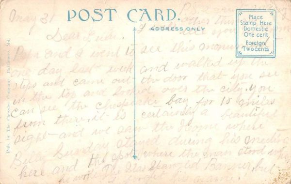 Baltimore Maryland Washington Monument Wallis Statue Antique Postcard K106356 - Image 2