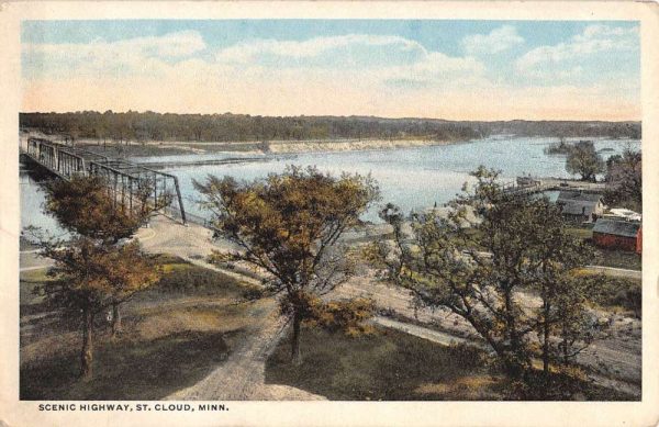 St Cloud Minnesota Scenic Highway Birdseye View Antique Postcard K106366