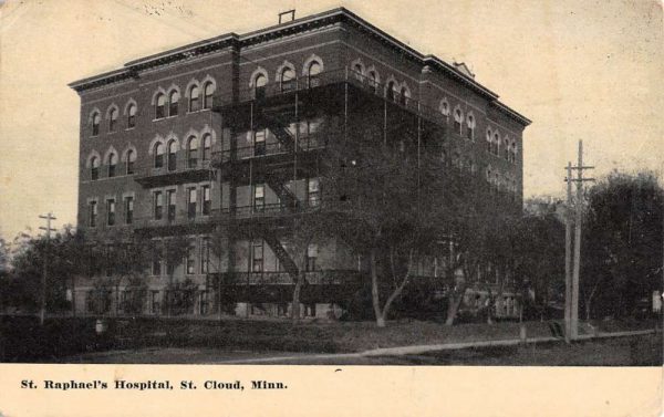 St Cloud Minnesota St Raphaels Hospital Street View Antique Postcard K106367