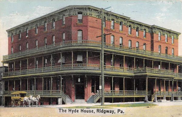 Ridgway Pennsylvania Hyde House Street View Antique Postcard K106375