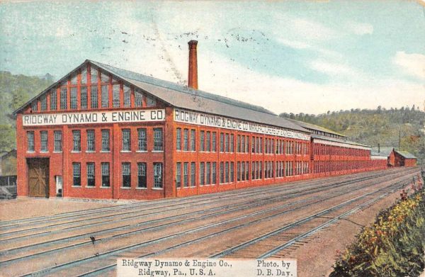 Ridgway Pennsylvania Dynamo Engine Co Street View Antique Postcard K106376