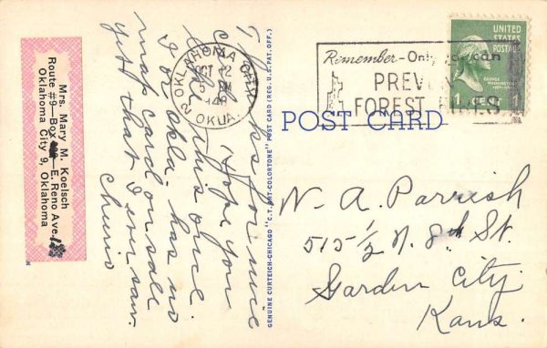 Oklahoma City Oklahoma Large Letter Linen Antique Postcard K106395 - Image 2
