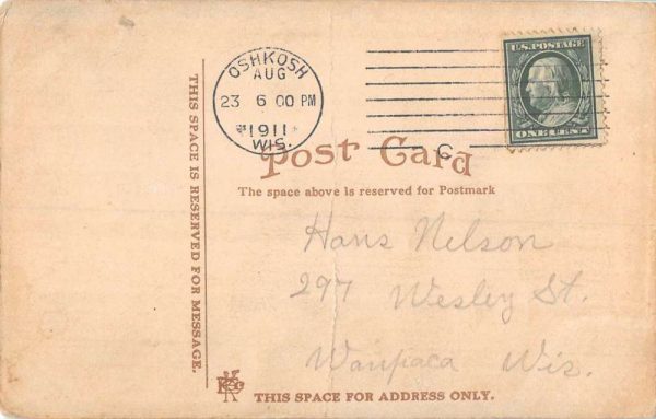 Oshkosh Wisconsin Main Street Bridge River View Antique Postcard K106426 - Image 2