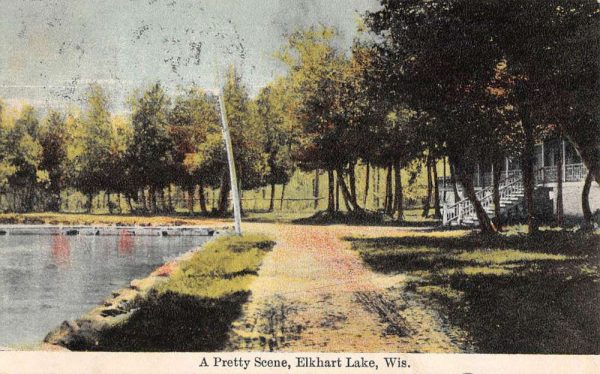 Elkhart Lake Wisconsin Scenic Waterfront Greeting Antique Postcard K106464