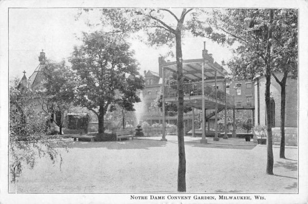 Milwaukee Wisconsin Notre Dame Convent Garden Antique Postcard K106492