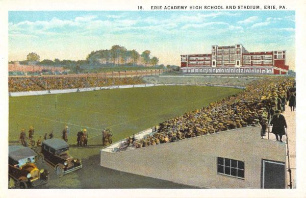 Erie Pennsylvania Academy High School Stadium Antique Postcard K106538