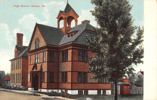 Jermyn Pennsylvania High School Street View Antique Postcard K106542