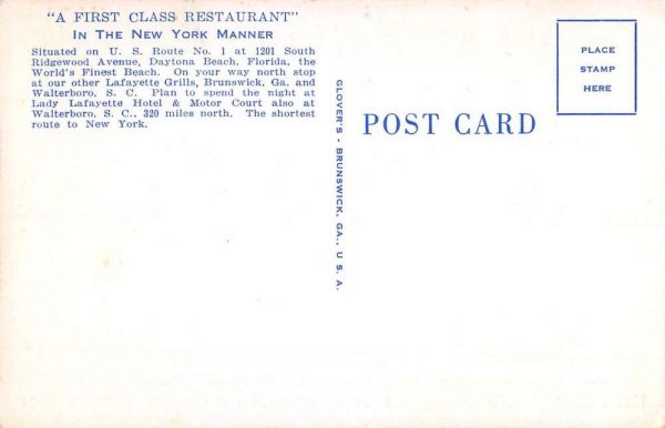 Daytona Beach Florida Lafayette Grill Interior Vintage Postcard K106602 - Image 2