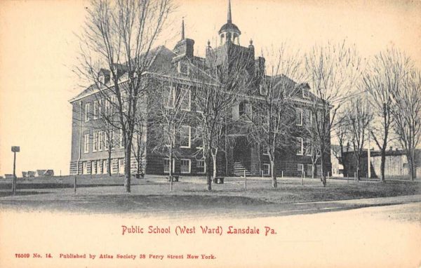 Lansdale Pennsylvania Public School Street View Antique Postcard K106644