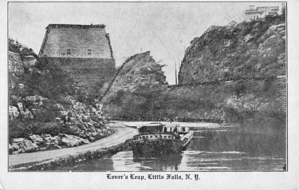 Little Falls New York Lovers Leap Waterfront Antique Postcard K106645