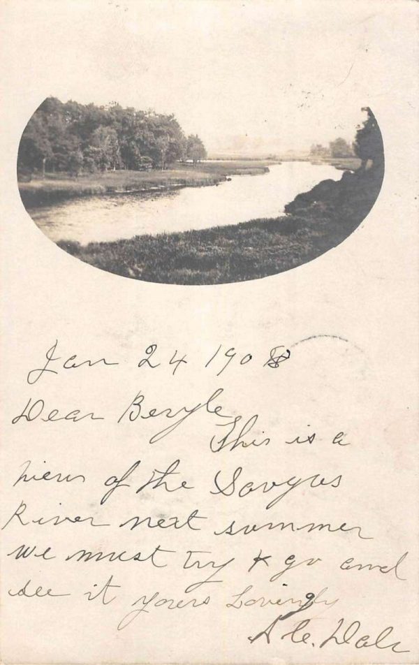 Saugus River Massachusetts Scenic Waterfront Real Photo Antique Postcard K106689