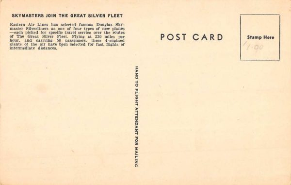 Great Silver Fleet Airplane Skymaster Aircraft Antique Postcard K106718 - Image 2