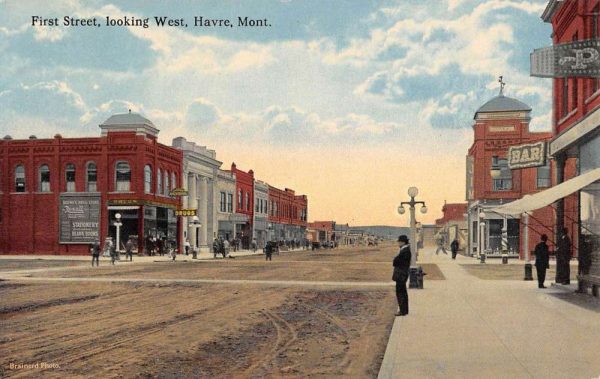 Havre Montana First Street Looking West Antique Postcard K106762