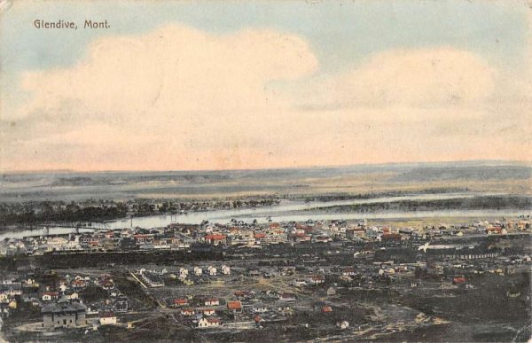 Glendive Montana Birdseye View Of City Antique Postcard K106767