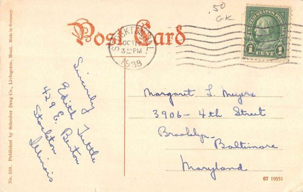 Livingston Montana Methodist Episcopal Church Antique Postcard K106789 - Image 2
