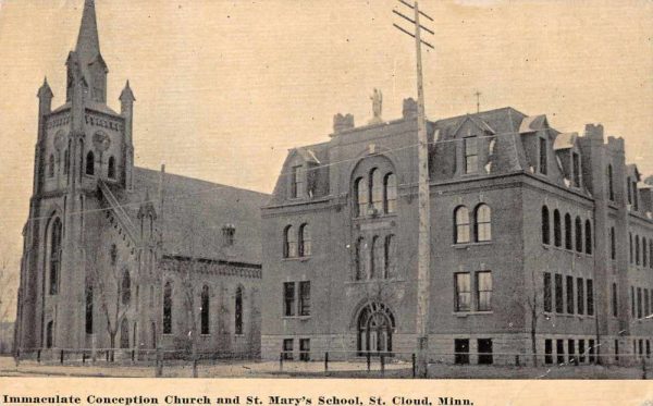 St Cloud Minnesota Immaculate Conception Church Antique Postcard J80857