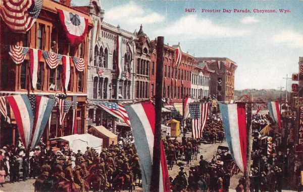 Cheyene Wyoming Frontier Day Parade Street Scene Antique Postcard J80863
